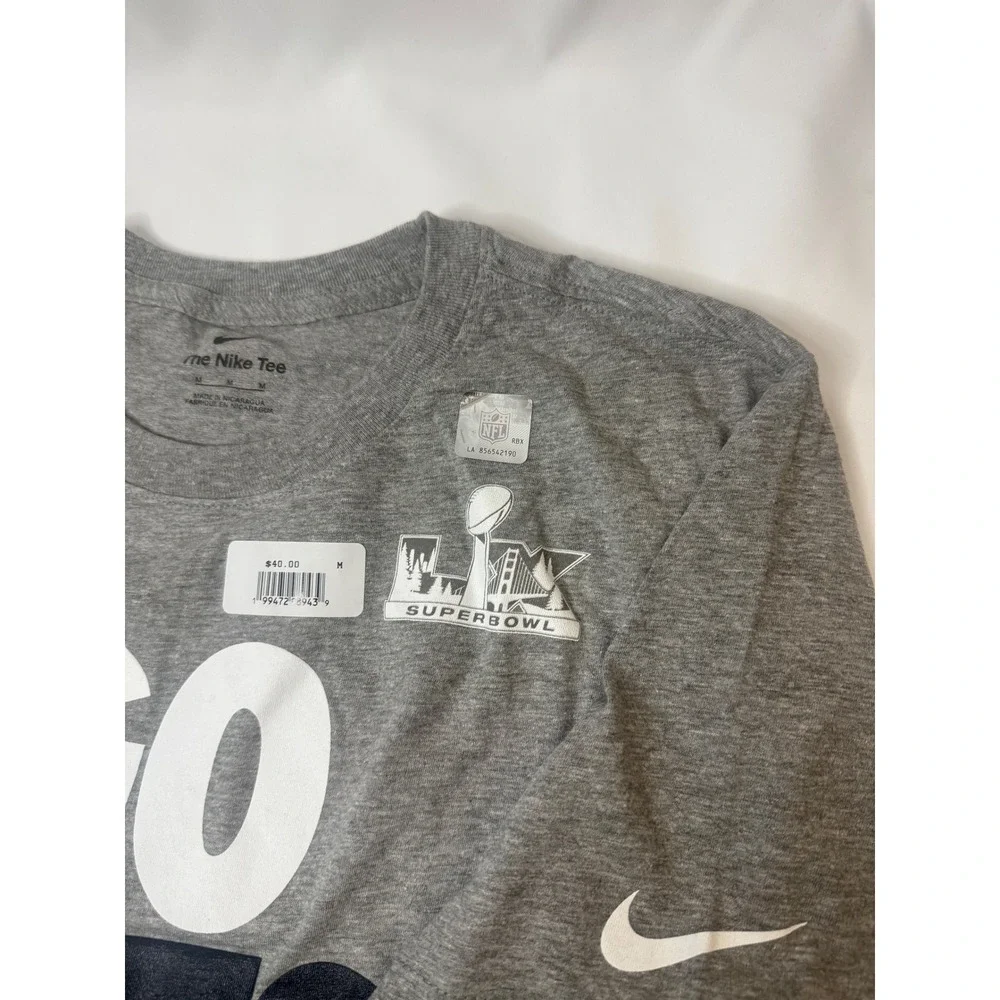 Nike Mens New England Patriots Super Bowl LII Go Pats Gray T-Shirt Size Medium